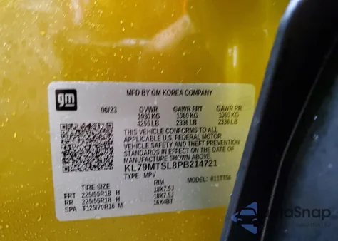 2023 Chevrolet Trailblazer Rs from USA, damaged, VIN KL79MTSL8PB214721